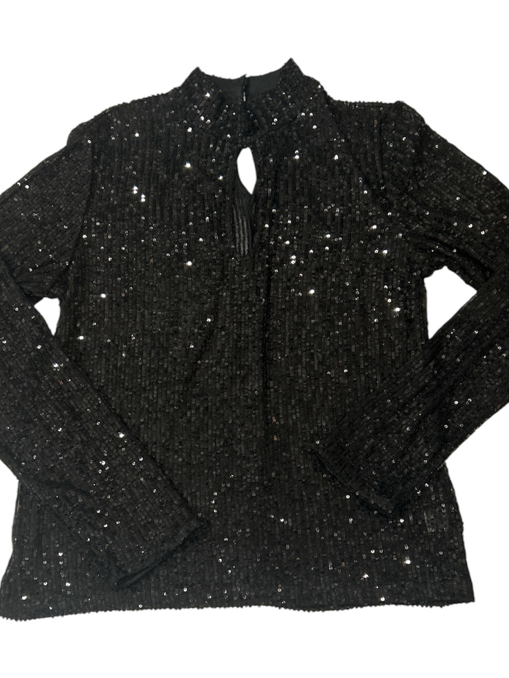 CeCe Black Sequin Keyhole Women’s top sz M - Picture 2 of 6